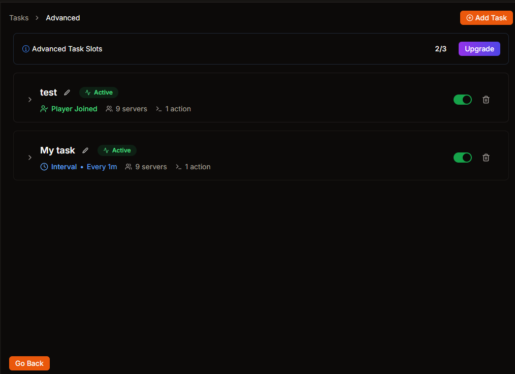 Advanced Tasks List Interface
