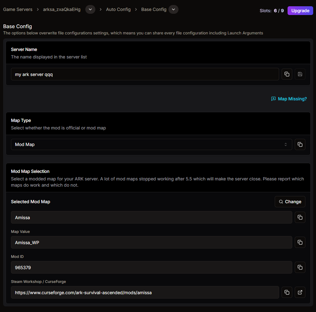 Ark: Survival Ascended Base Configuration with map selection
