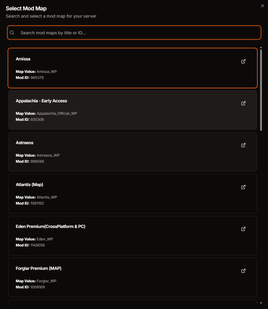 Ark: Survival Ascended Mod Map Search Interface