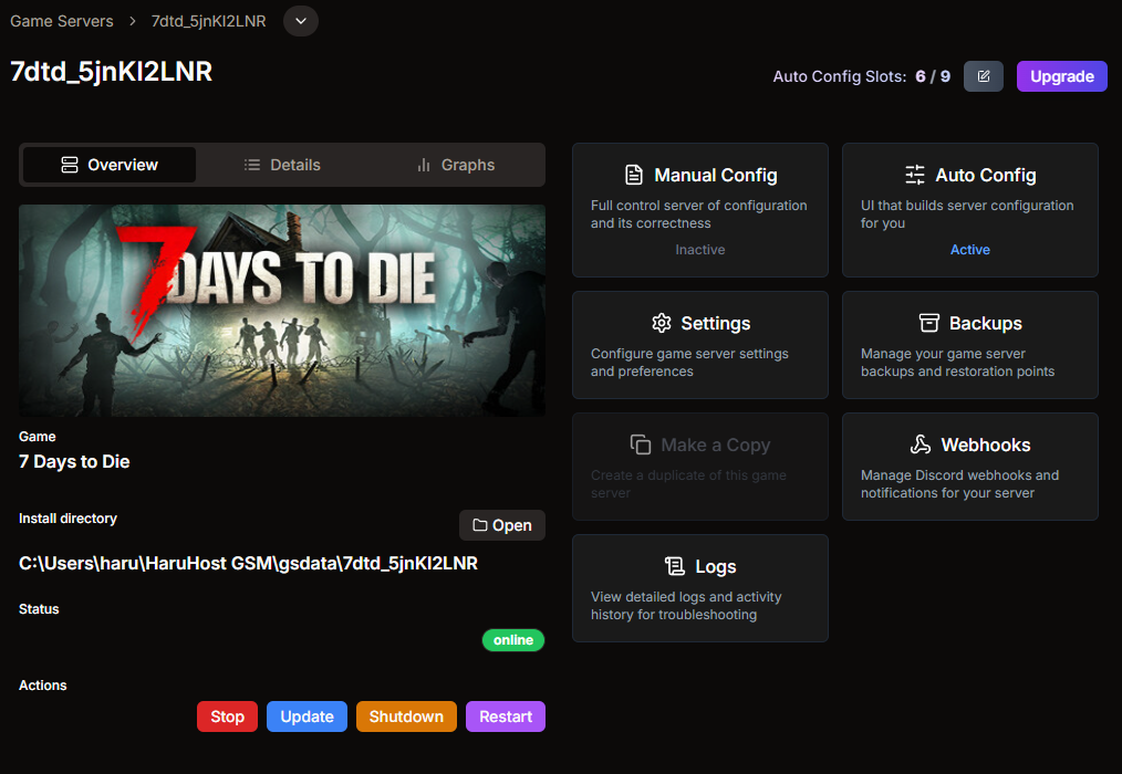 Seven Days to Die Auto Configuration Interface