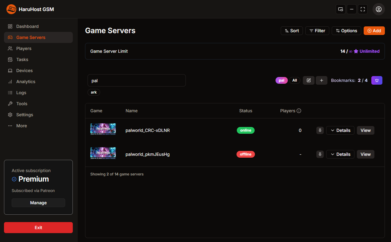 HaruHostGSM v0.4.0 Interface