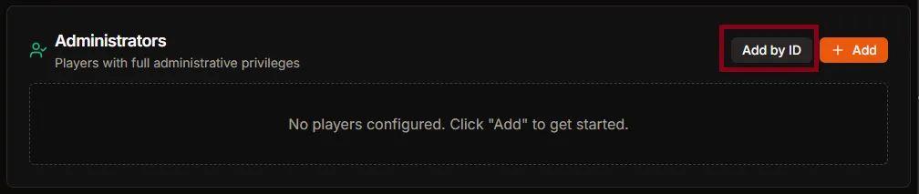 Add by ID button in the Administrators panel