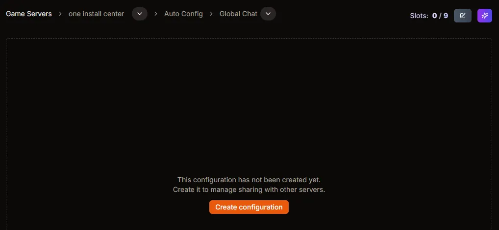 Cluster Chat page with Create configuration button