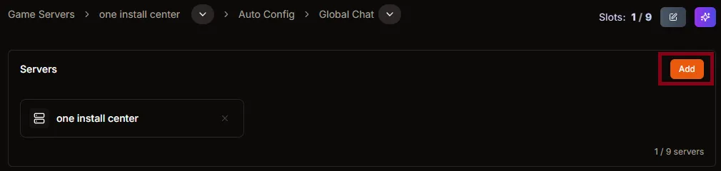 Servers list with Add button highlighted
