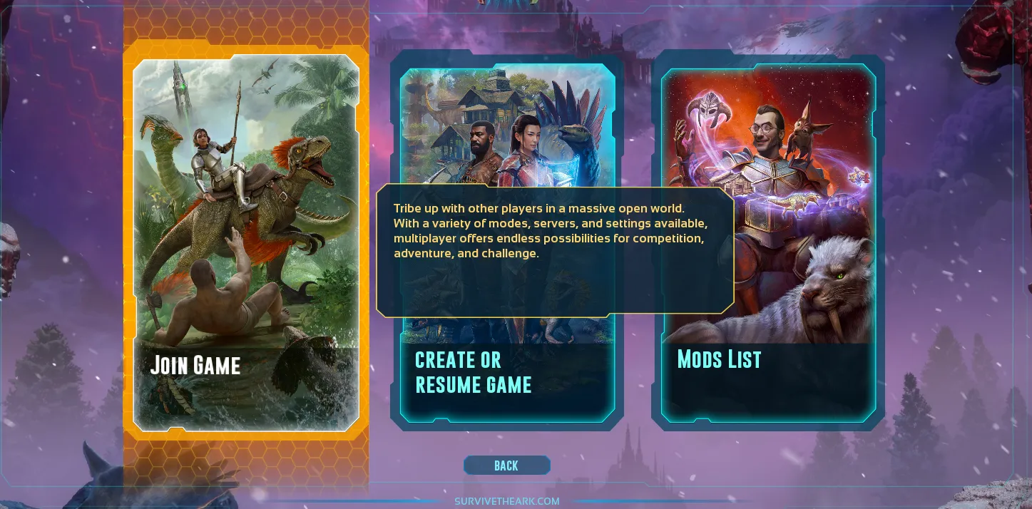 ARK: Survival Ascended main menu with Join Game selected