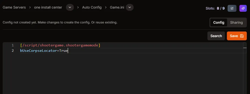 Editor showing [/script/shootergame.shootergamemode] and bUseCorpseLocator=True with Save button