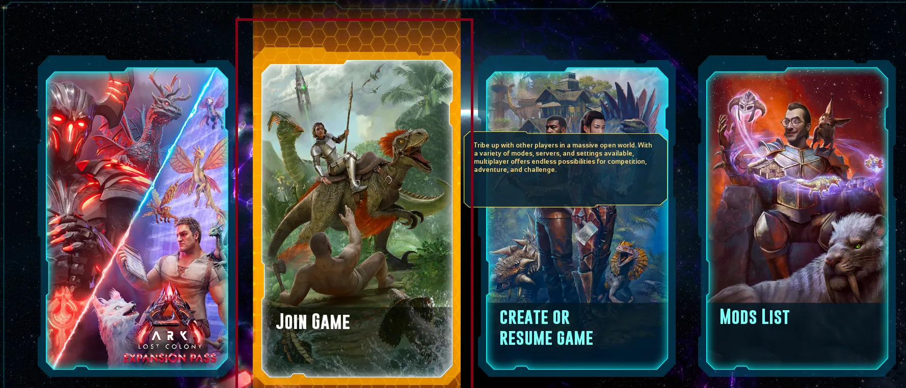Ark main menu with Join Game highlighted