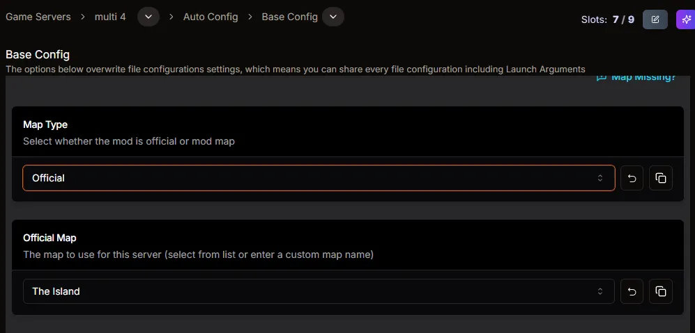 Auto Config showing the Map Type dropdown set to Official