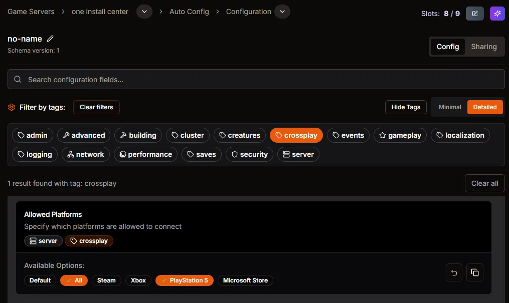 Allowed Platforms with PlayStation 5 selected