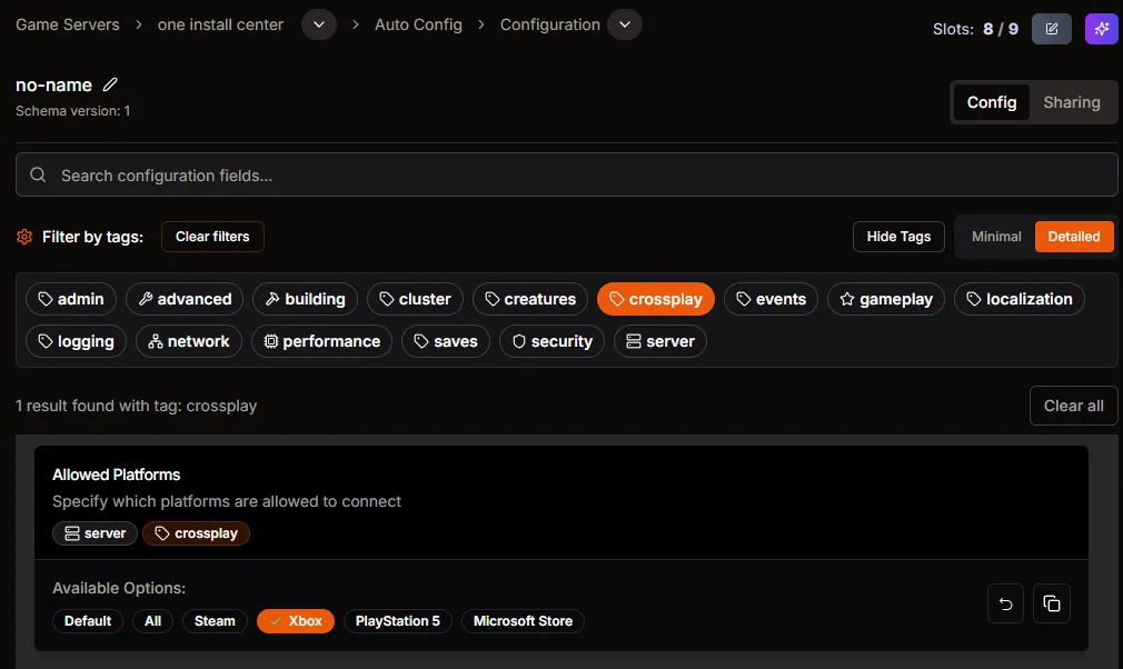 Allowed Platforms with Xbox selected