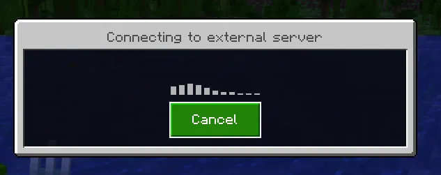 Minecraft Bedrock connecting to external server dialog