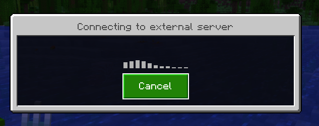 Minecraft Bedrock connecting to external server dialog