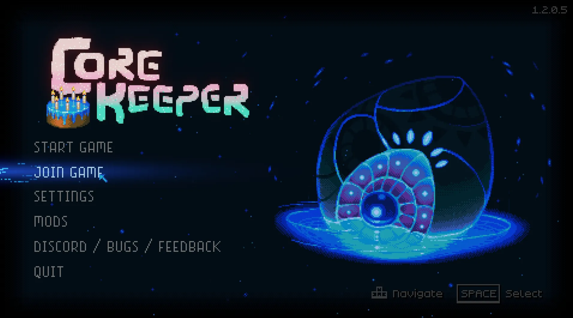 Core Keeper main menu with Join Game highlighted