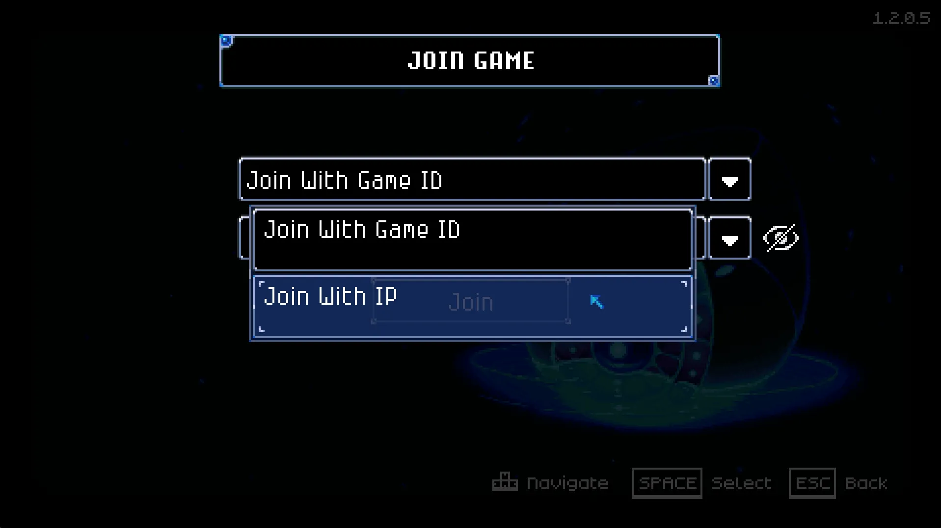 Core Keeper join menu with the Join With IP option selected