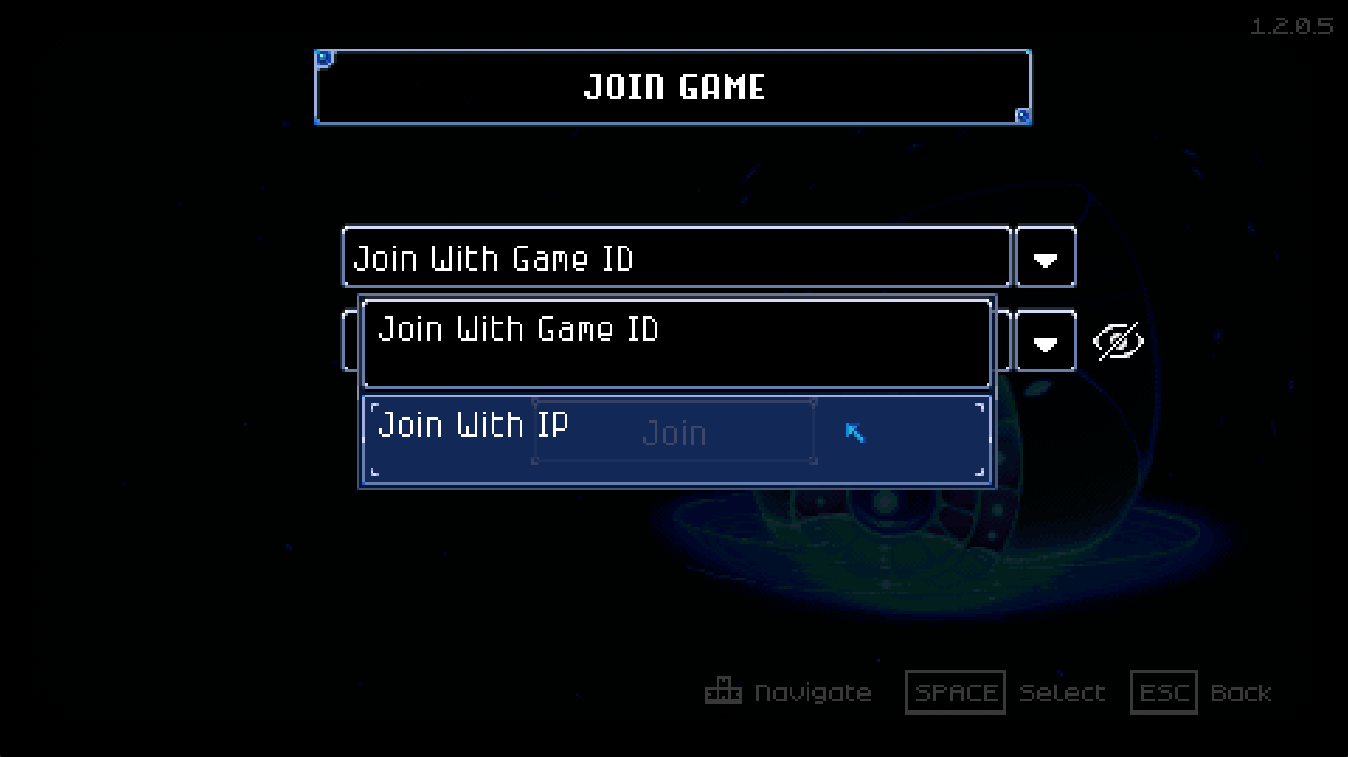 Core Keeper join menu with the Join With IP option selected