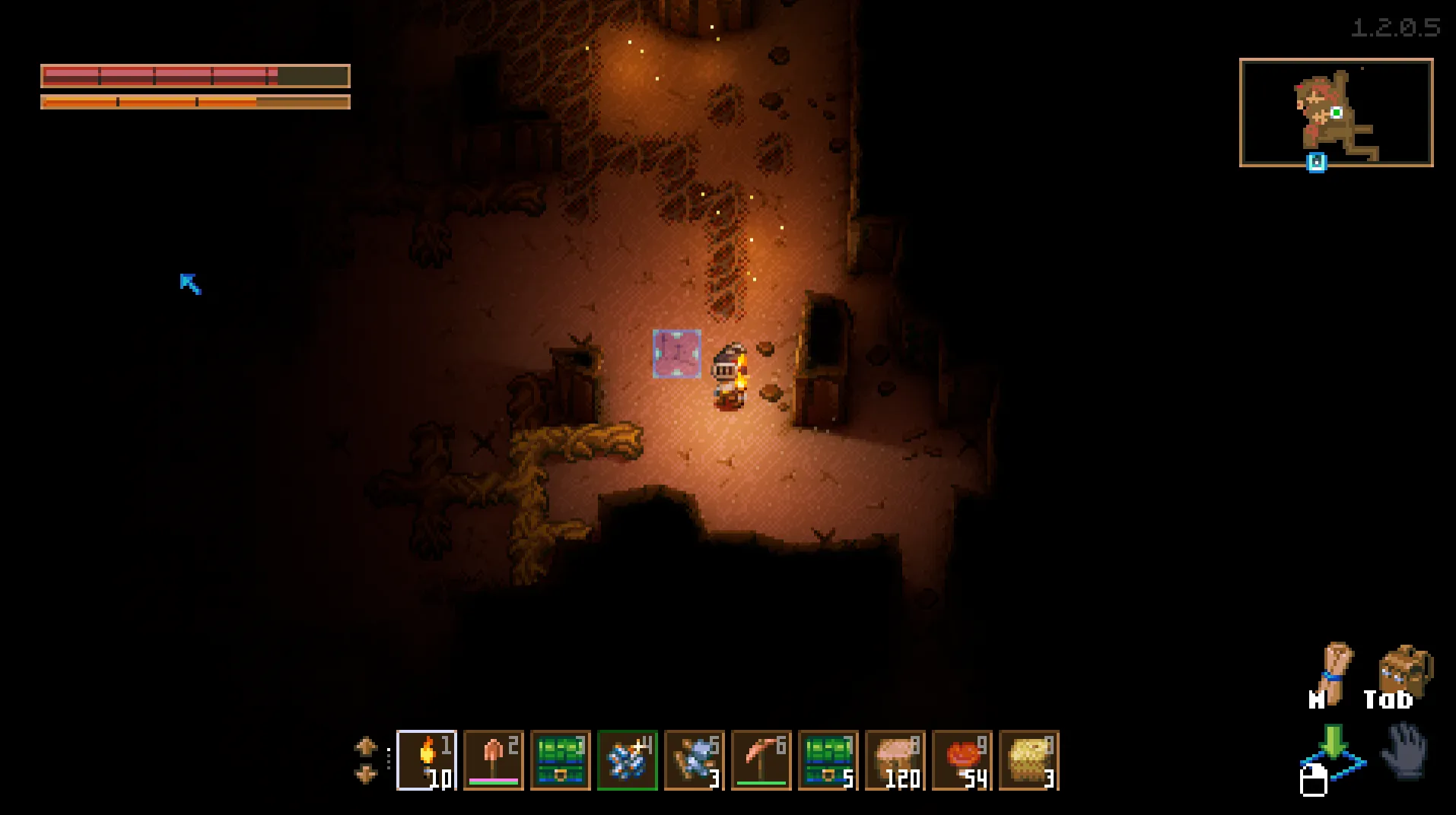 Core Keeper gameplay after successfully joining the server