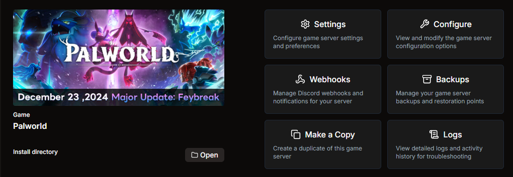 Palworld server manager on Windows in HaruHost