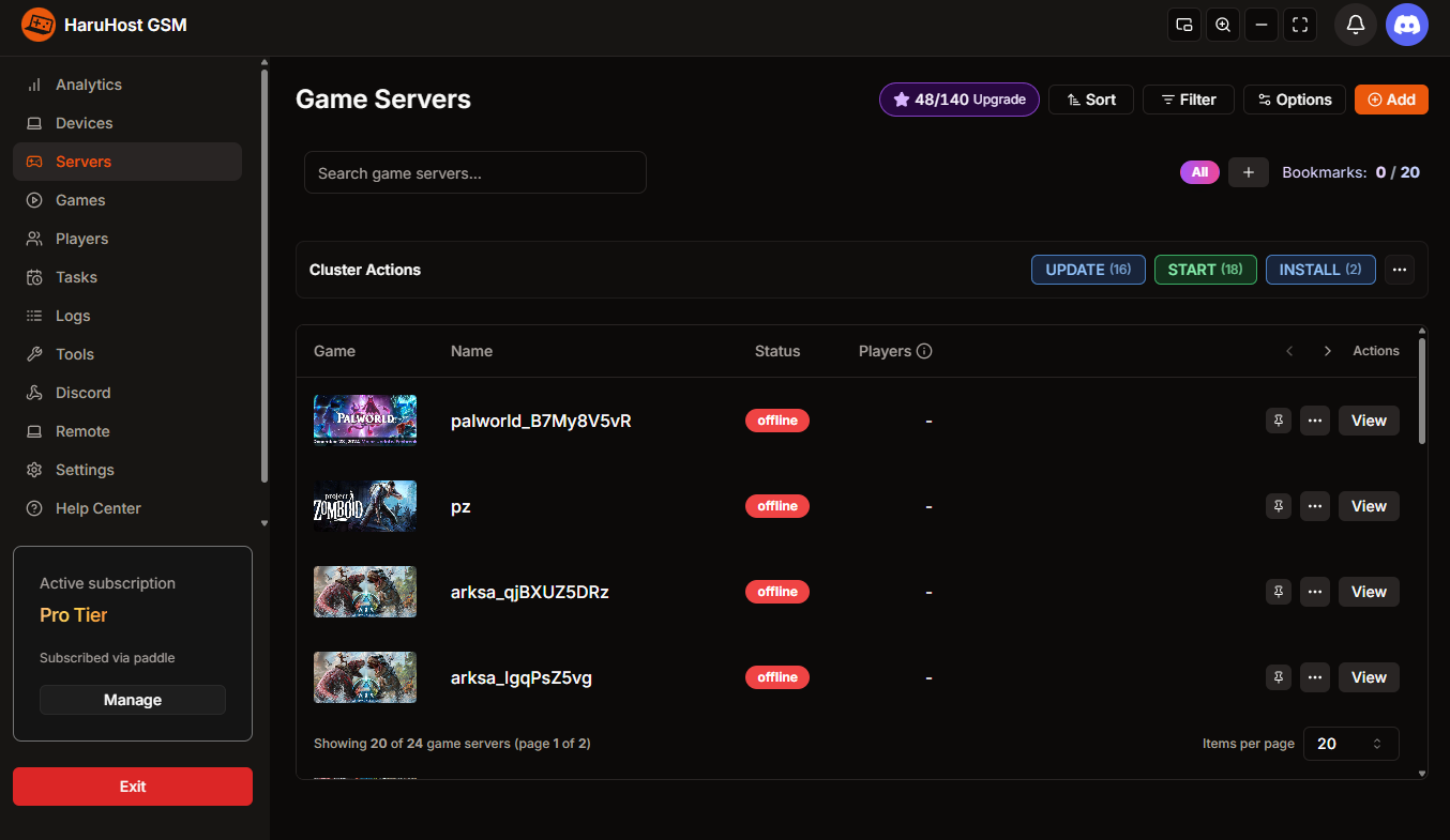 HaruHost Game Server Manager preview