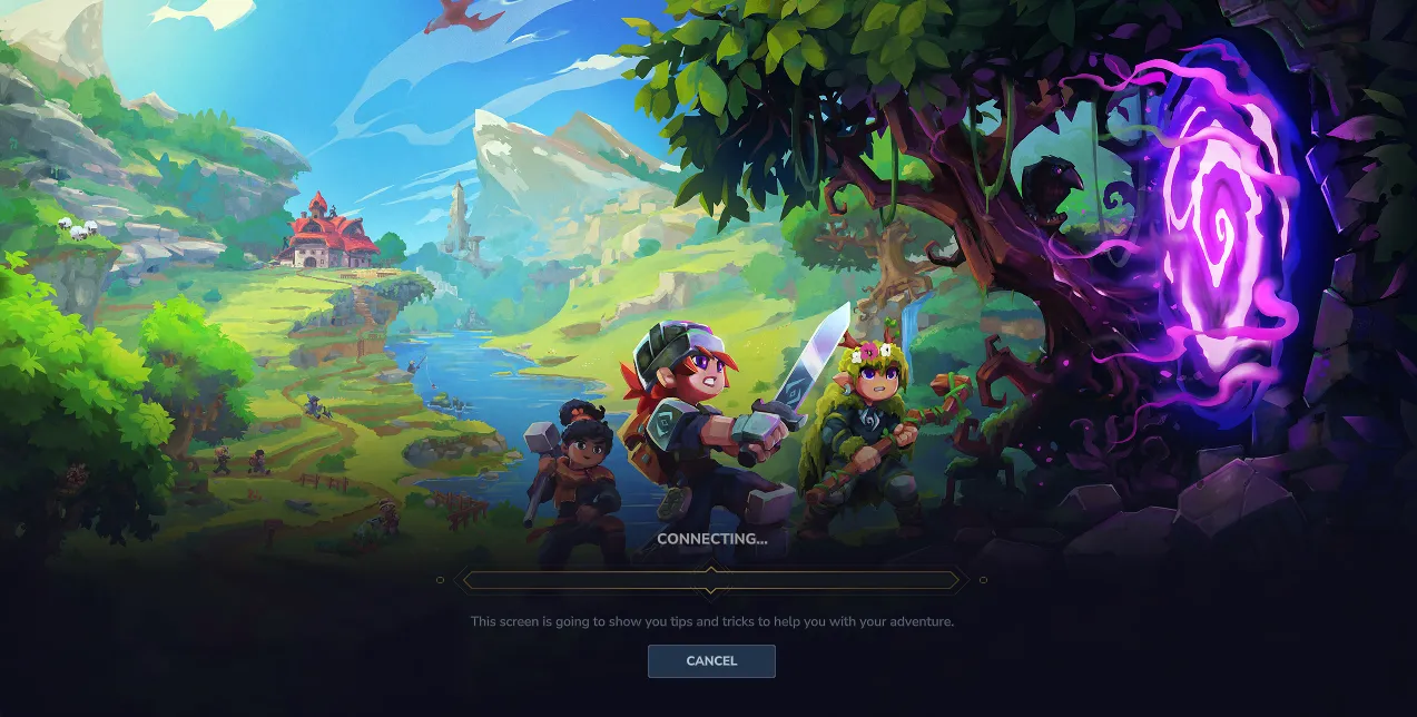 Hytale connecting screen after selecting a multiplayer server