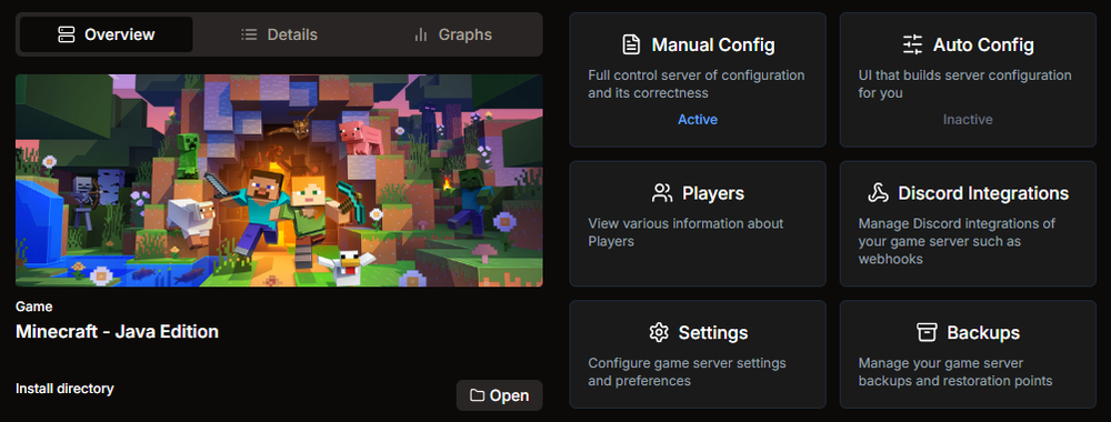 Minecraft Java server manager for Windows in HaruHost