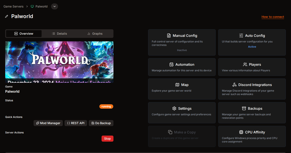 Running Palworld dedicated server in HaruHost on Windows