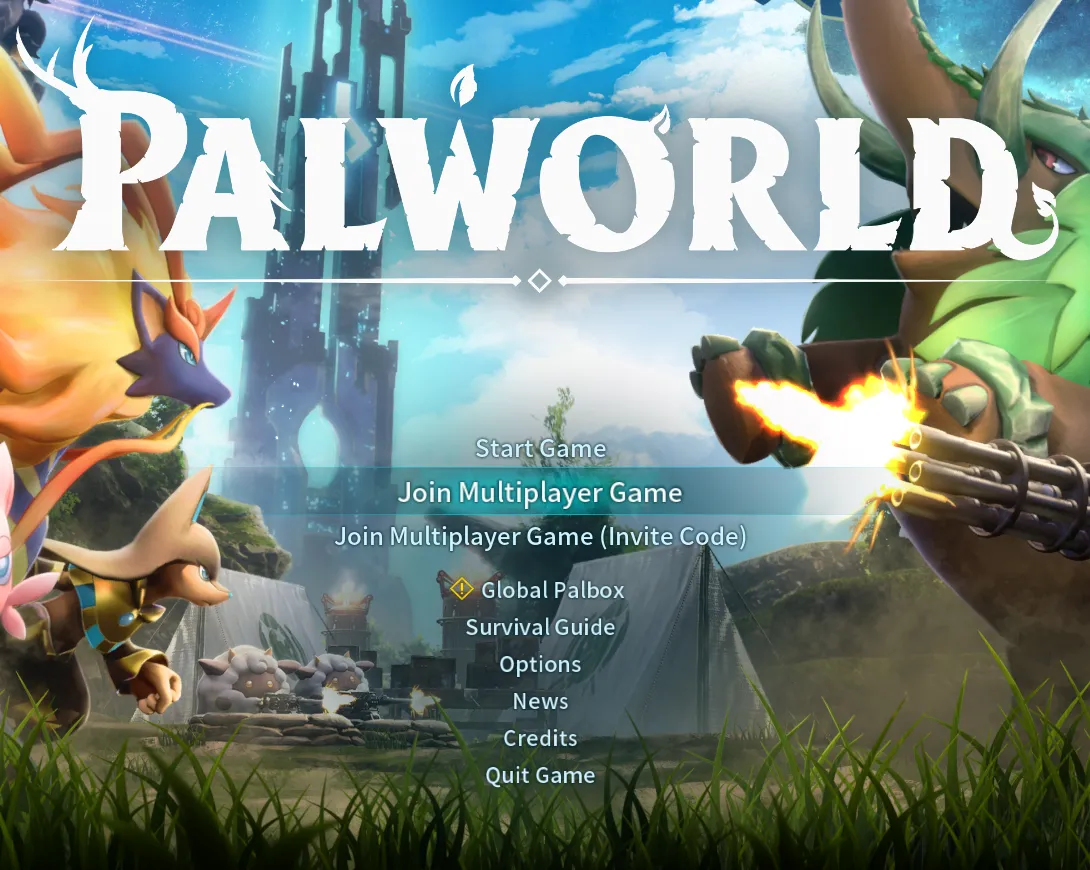 Palworld main menu with Join Multiplayer Game highlighted