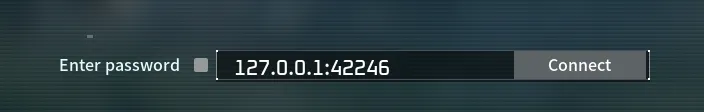 Palworld direct join screen with password checkbox, address field, and connect button