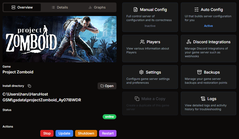 Project Zomboid server manager - HaruHost