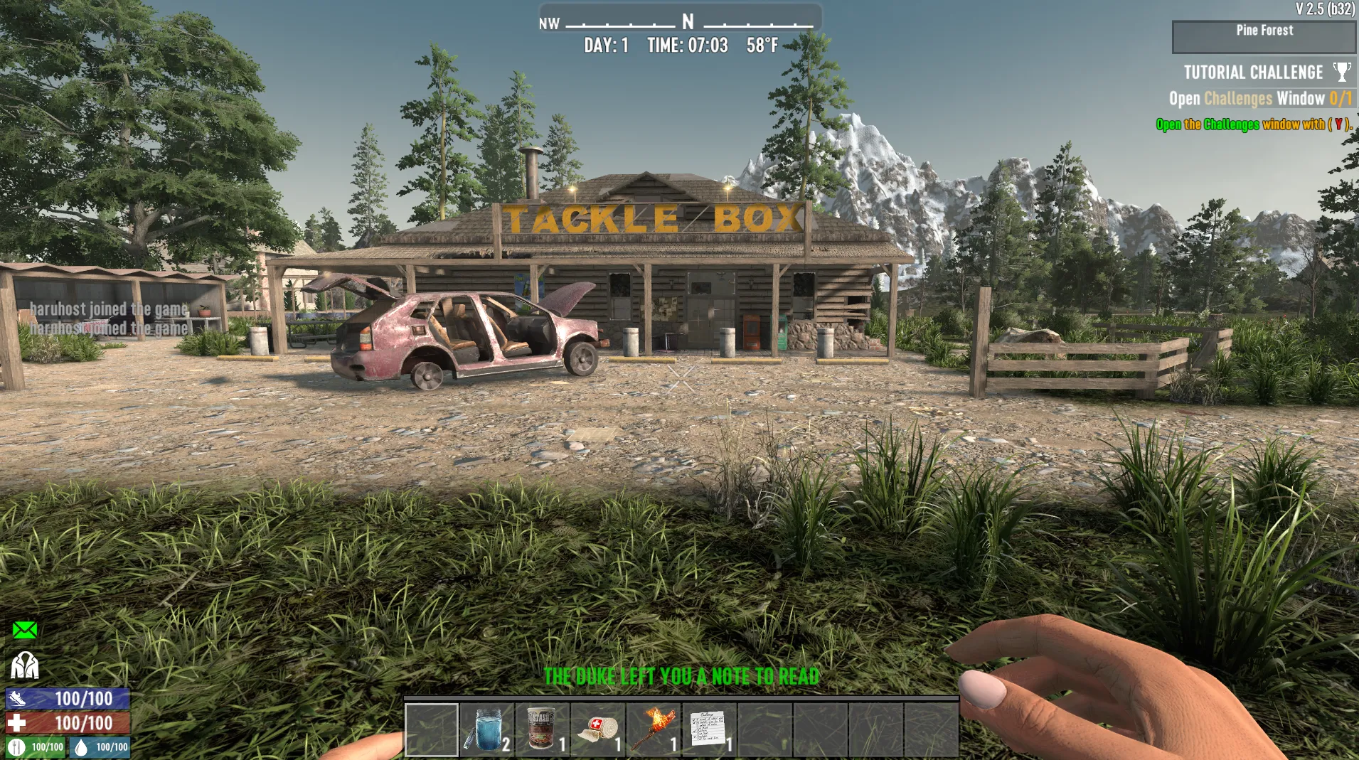 7 Days To Die gameplay after successfully joining the server