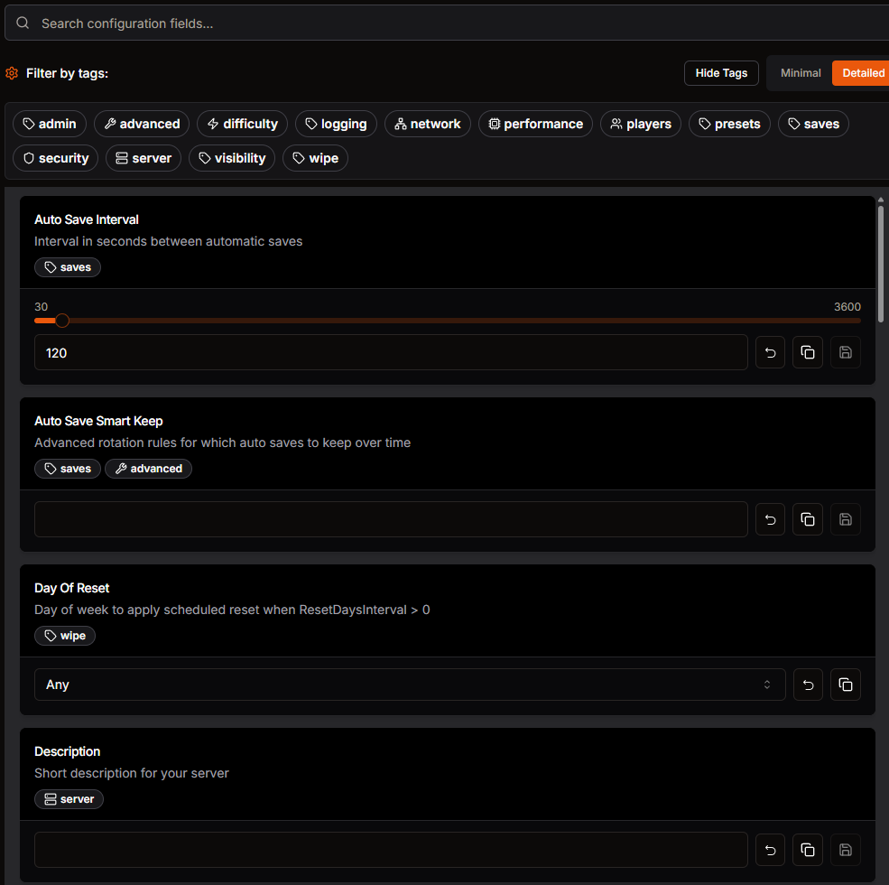 V Rising Auto Config dashboard in HaruHost showing server config cards