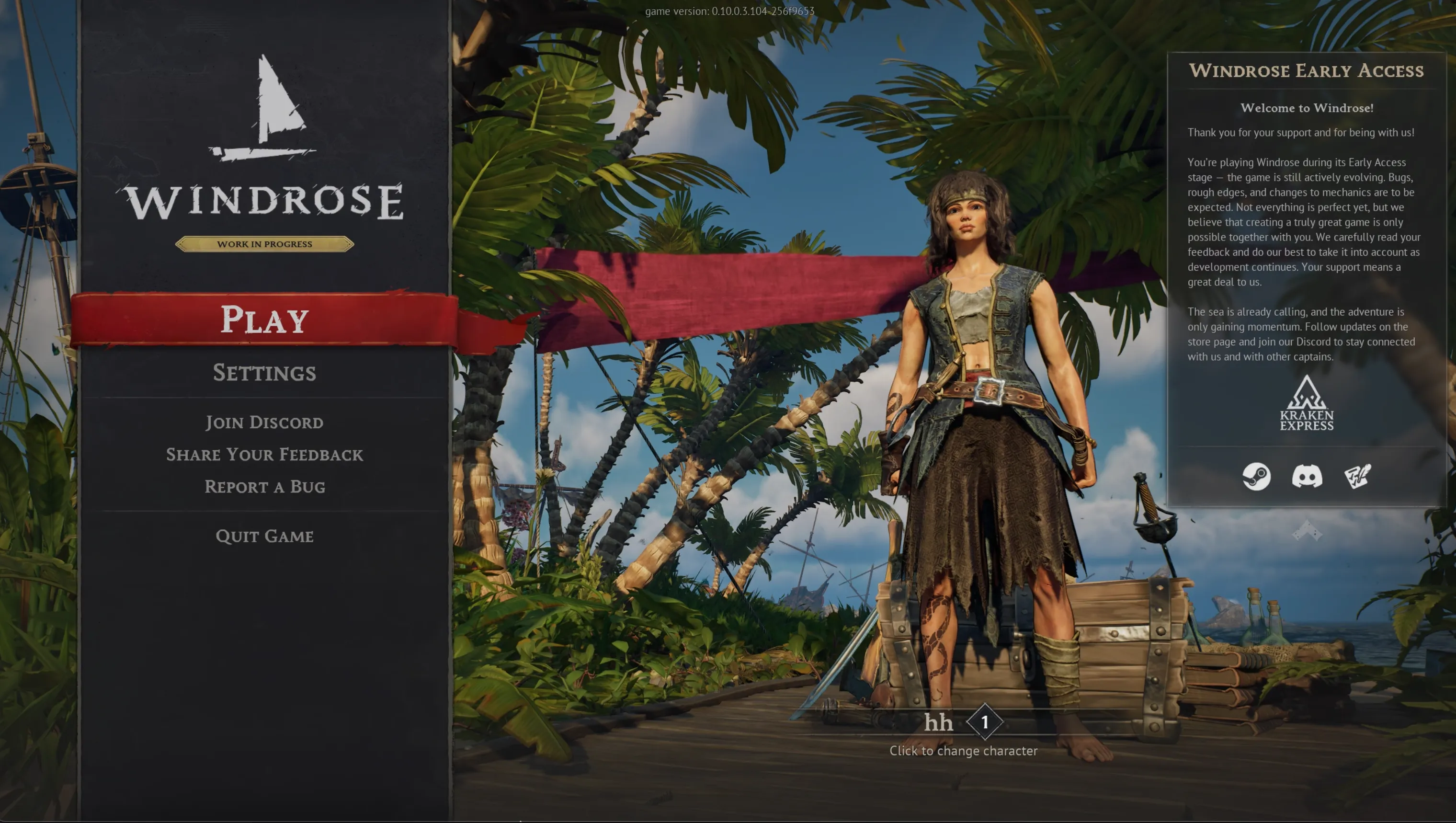 Windrose main menu with Play highlighted